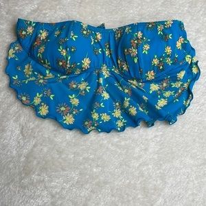 O’Neill Bandeau Bikini Top Turquoise Floral Size Small